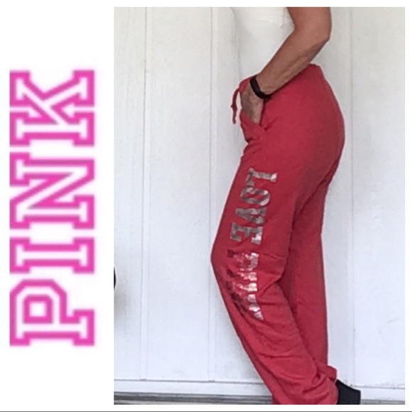 VICTORIAS SECRET PINK BOYFRIEND SWEAT PANTS WITH BLING EXTRA SMALL - Picture 2 of 14